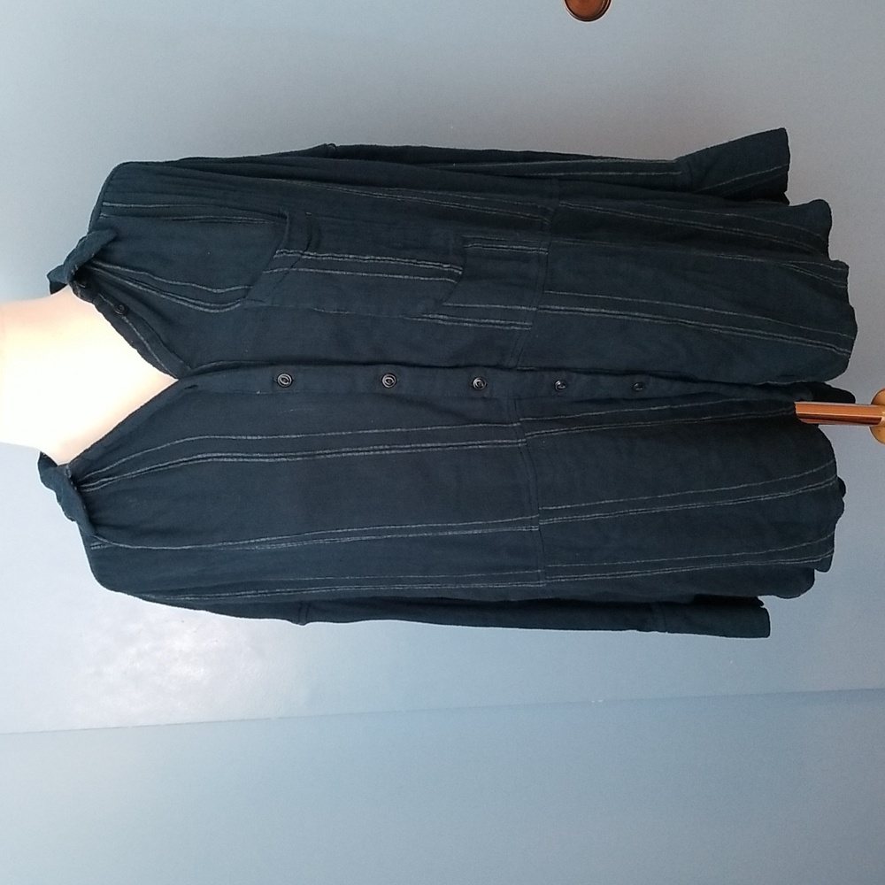Free People Oversized Button Down Long Sleeve Flannel Blue Size XS